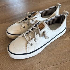 Sperry White and Navy Boat Shoes